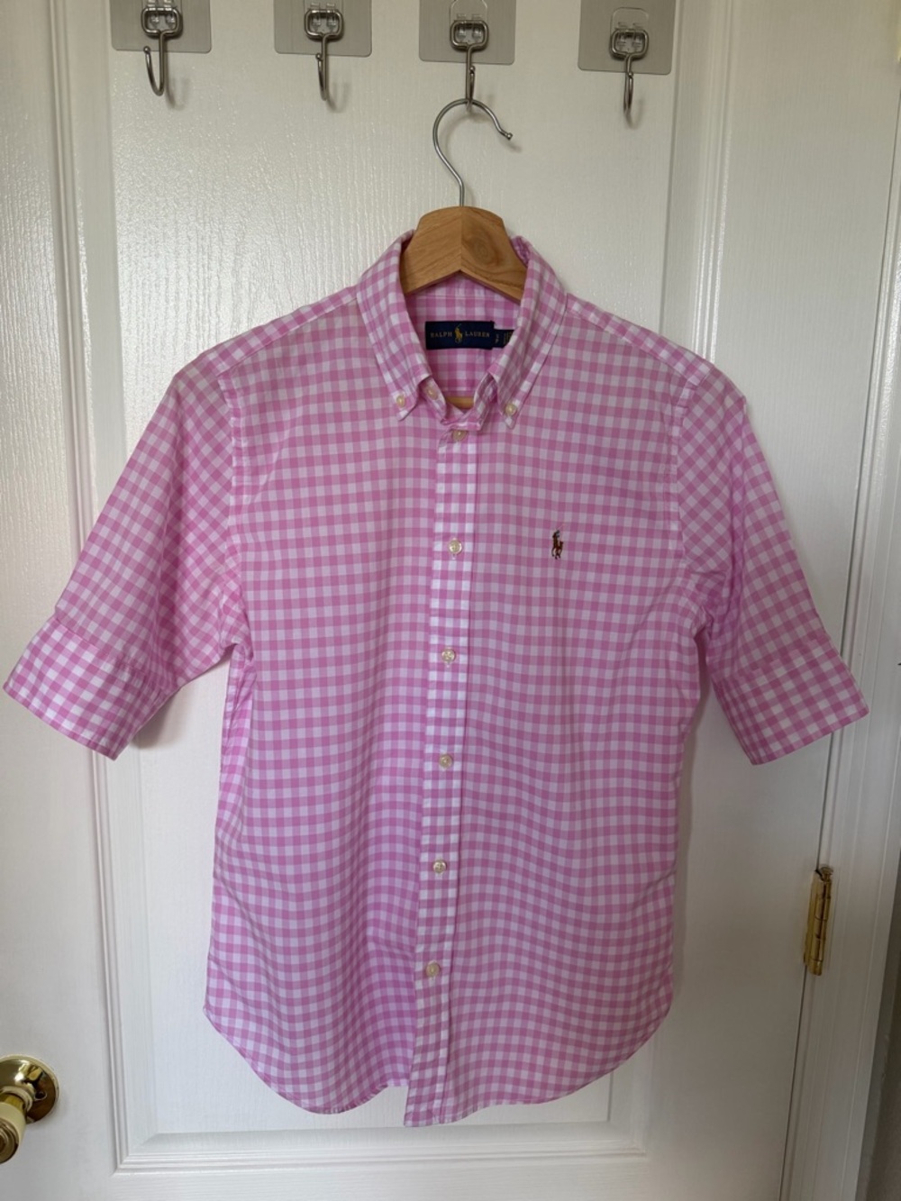 Ralph Lauren Pink Gingham Button-Down Shirt - Picture 2 of 8